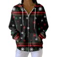 thumbnail image 2 of Women's Casual Fashion Long-Sleeve Zip-Up Hoodie with Christmas Print, Knitted Pullover for Comfortable Wear and Style,Deep Red,S, 2 of 8