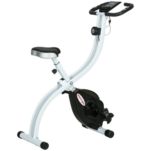 Soozier Foldable Exercise Bike with 8-Level Resistance and Wheels, Black