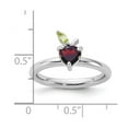 thumbnail image 2 of 2.5mm 925 Sterling Silver Stackable Rhodium Plated Garnet Peridot Fruit Design Ring Size 8 Stackable Ring for Women, 2 of 2