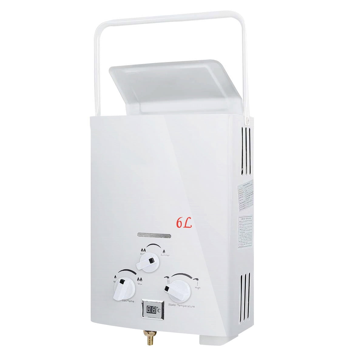 TCFUNDY 1.6 GPM 6L Portable Tankless Water Heater LPG Liquid Propane Gas Instant Hot Boiler with Digital Display for Outdoor RV