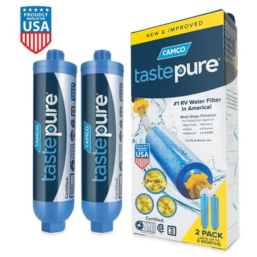 Camco Tastepure RV Water Filter, 6-Step Water Filtration - 2-Pack, Blue (40045)