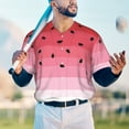 thumbnail image 5 of Hirioo Watermelon for Men's Baseball T-shirt Shirts Short Sleeve Casual Summer Button Stretch T Shirts,Size S-4XL-3X-Large, 5 of 7