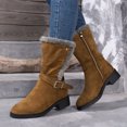 thumbnail image 3 of JHOKCI Womens Plush Lined Winter Boots Low Heel Wide Calf Side Zipper Cozy Warm Mid Calf Snow Boots, 3 of 7