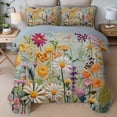 thumbnail image 3 of Davulos Floral Quilt Set Queen Size Reversible Quilt Bedding Set 3 Pieces Lightweight Bedspread Soft Botanical Bed Coverlet with 2 Pillow Shams for All Seasons, 3 of 8