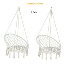 XiHuaZhaoChen Chair Macrame Swing, Bohemian Style Round Hanging Chair, Handmade Knitted Cotton Rope Hammock Swing Chair for Indoor/Outdoor Home Bedroom Yard Garden Patio 2PCS