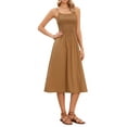 thumbnail image 2 of INSPIRE CHIC Spaghetti Strap Dress for Women Smocked A Line Swing Flowy Summer Beach Midi Dresses S Brown, 2 of 6