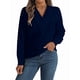 thumbnail image 1 of Blusa Plisada de Larga con Cuello en V para Mujer, Ideal para Oficina Azul XL, 1 of 8