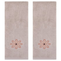 REGALWOVEN Embroidered Floral Pattern Decorative Hand Towels Set of 2 Cotton Absorbent Soft Bathroom Hand Towel Set Camel 13" x 30"