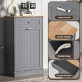 thumbnail image 5 of 13 Gallons Tilt Out Trash Cabinet Freestanding Kitchen Hidden Trash Bin Cabinet with Hideaway Drawer Pet Proof Trash Can Holder for Kitchen Living Room, Grey, 5 of 7
