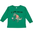thumbnail image 3 of Inktastic I Love Soccer-Dinosaur in Orange Boys or Girls Long Sleeve Toddler T-Shirt, 3 of 5