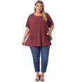 thumbnail image 3 of DARING DIVA Women's Plus Crew Neck Loose Fit T Shirt with Pocket Casual 3X Burgundy, 3 of 6