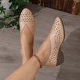thumbnail image 3 of Xucatan Women's Round Toe Perforated Wedge Heels with Hollow Out Detail, Breathable Faux Leather Low Cut Slip On Shoes, Comfortable Height Increasing Flats for Spring Summer Walking Gift, 3 of 9