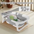thumbnail image 2 of TOPCHANCES Collapsible Baby Bathtub with Thermometer, Newborn Baby Shower Tub + Baby Tub Cushion + Bath Cap + Shampoo Brush, Portable Baby Folding Bathtub for 0-12 Month Newborn (Gray), 2 of 8