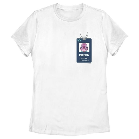 Women's Rick And Morty Intern Glootie Security Badge  Graphic Tee White Large