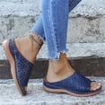 thumbnail image 5 of Womens Slide Sandals Arch Support Flower Graphic Platform Open Toe Cork Footbed Casual Sandals Slip on Lounge Adjustable Buckle Footwear for Daily Walking, 5 of 5