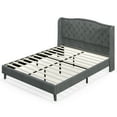 thumbnail image 2 of Gymax Queen Upholstered Platform Bed Frame w/ Button Tufted Headboard Noise-free, 2 of 10