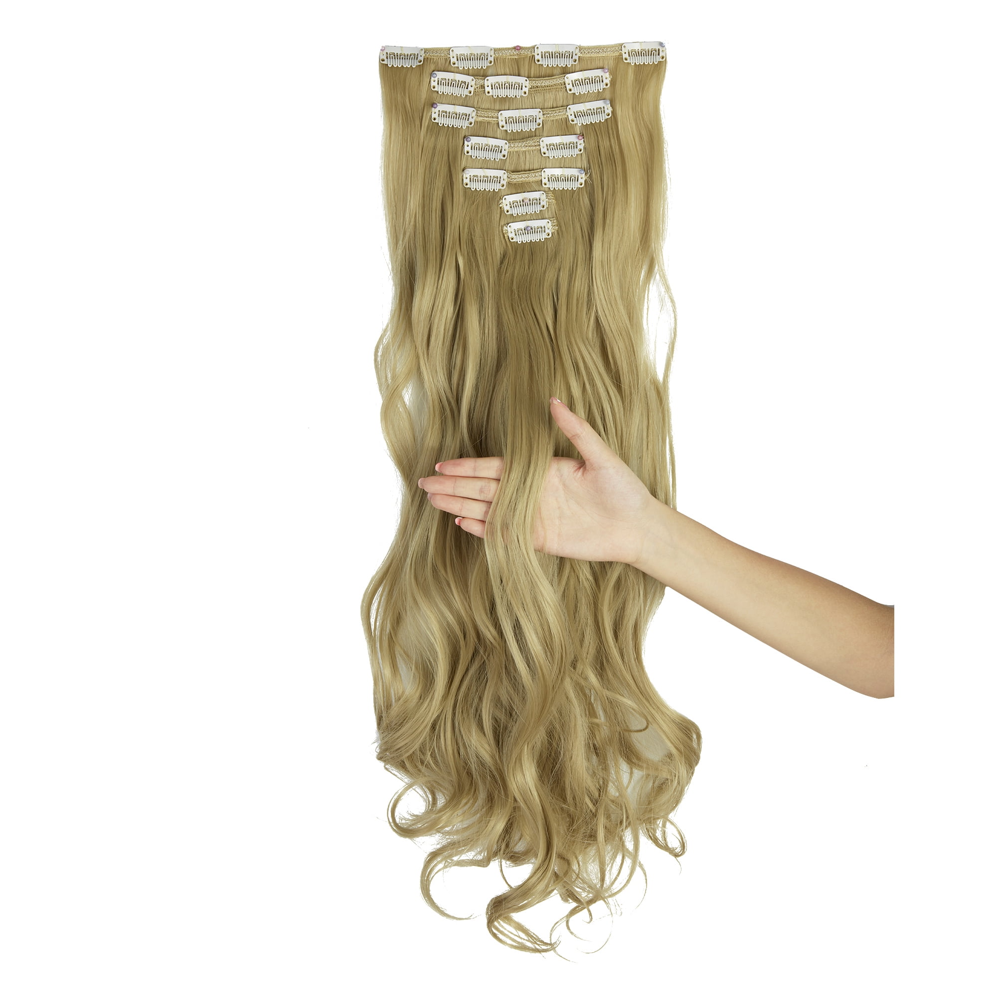 7Pcs 16 Clips 24 Inch Hair Extensions Thick Curly Straight Full Head Clip  in Double Weft Hair Extensions 