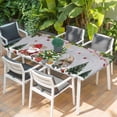 thumbnail image 2 of Grey Christmas Table Cloths for 5 Foot Rectangle Tables, Gnomes Xmas Tree Snowflake Winter Gifts Patio Waterproof Elastic Fitted Tablecloths, Washable Rectangular Table Cover for Camping, 2 of 8