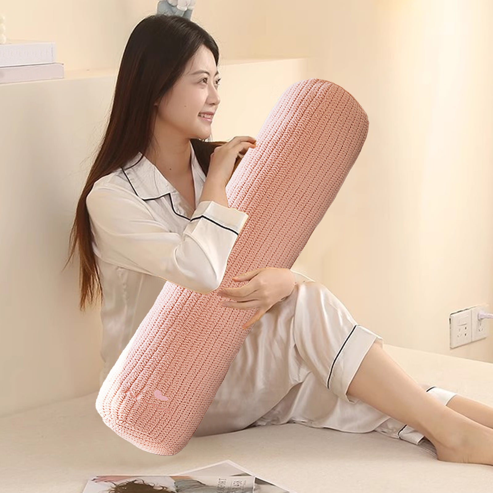 YOTQUSKI Body Pillow for Adults, Long Bolster Pillows for Bed, Long Pillow Cream, Breathable Cylinder Body Pillow for Sleeping, Ideal for Side Sleepers Pillow for Adults