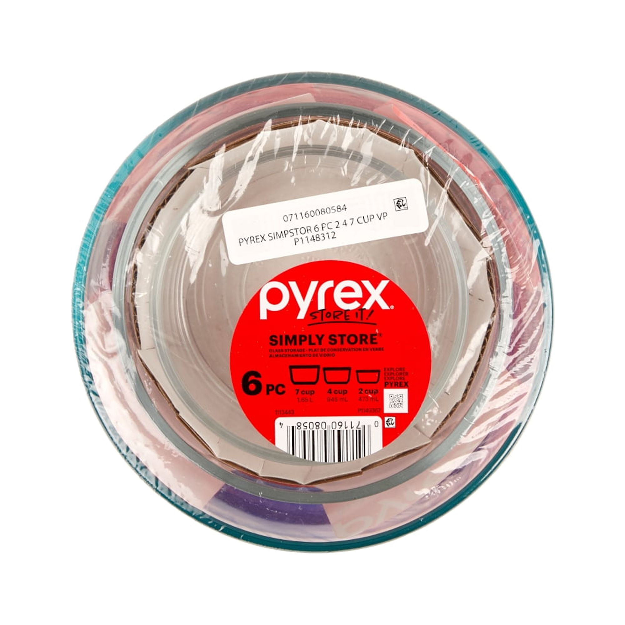 Pyrex Freshlock 1 Cup Square Glass Value Pack Set 6 ct