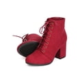 thumbnail image 4 of Qupid GK00 Women Faux Suede Lace Up Chunky Heel Bootie, 4 of 5