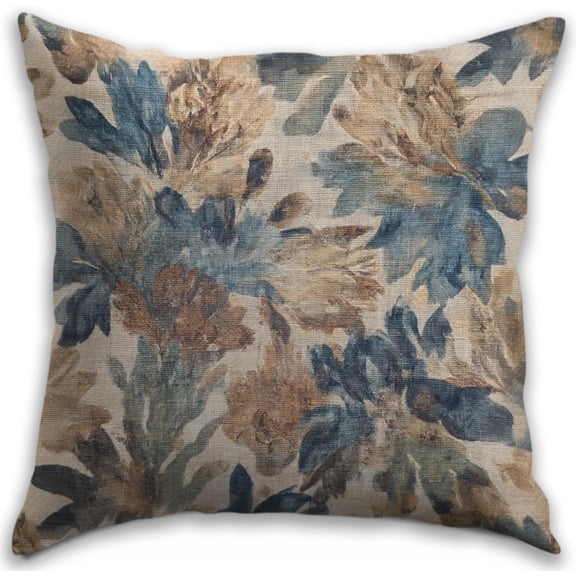 Bohemian Pillow Covers | Vintage Floral & Carpet Design | Double Sided Blue White Decorative Pillowcases for Couch, Bed | Indoor Outdoor Boho Home Decor (Blue&Brown, 18x18inches)