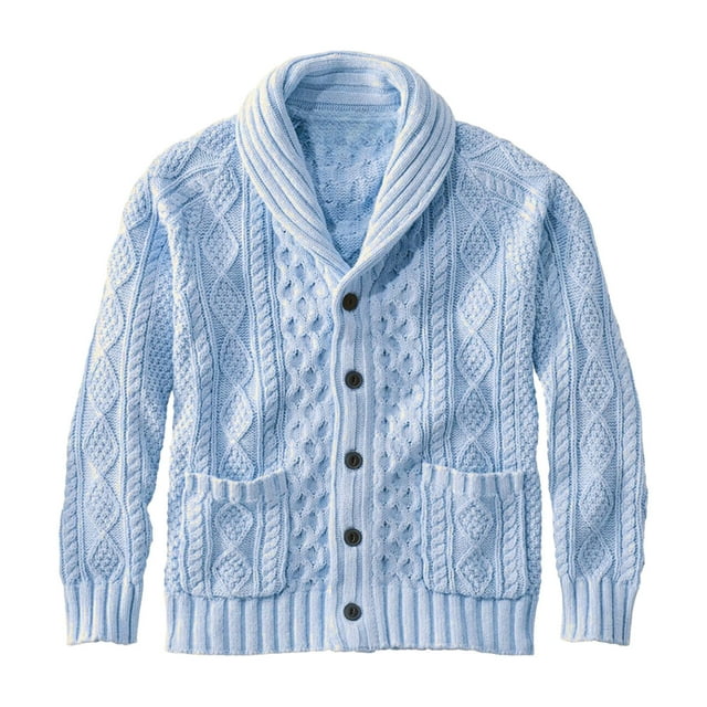 Pisexur Sweaters Men Soft and Comfortable Fall Sweaters Men's Solid Color Long Sleeved V-neck Button Up Cardigan Knitted Sweater Sky Blue,2XL