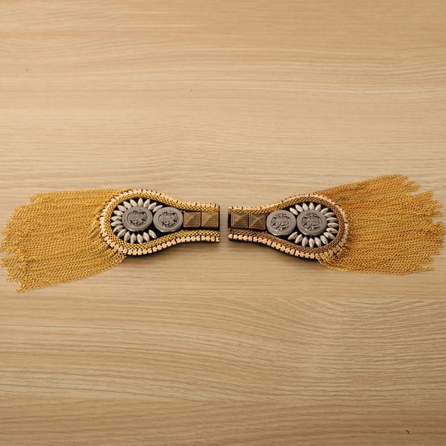 1 Par De Charreteras De Hombro Con Flecos Cadena De Borlas Charreteras De Metal, Insignia De Tablas De Punk Rock Debe Oro Salvador Broche Hombro