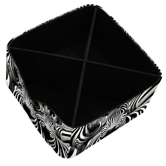 Zebra Pen Organizer Brush Holder Pencil Holder - Square 4 Compartment Removable Dividers Desk Organizer