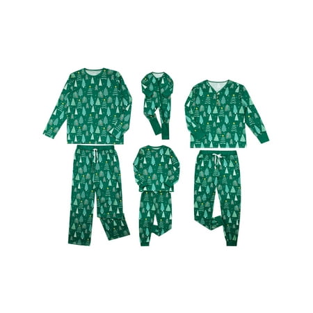 

AMILIEe Family Matching Christmas Pajamas Sets Tree Print Long-Sleeved Tops and Pants Loungewear