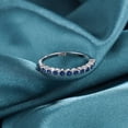 thumbnail image 3 of Round-Cut Lab-Created Blue Sapphire Half Eternity Bezel Milgrain Set Wedding Band Ring in 925 Sterling Silver – Timeless Elegance for Women, 3 of 9