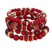 YUEHAO accessories Bracelets Stackable Bead Bracelets Ladies Mens Stretch Multilayer Bracelet Set Multicolor Jewelry C
