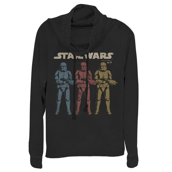 Junior's Star Wars: The Rise of Skywalker Stormtrooper Trio Cowl Neck Sweatshirt Black 4X Large