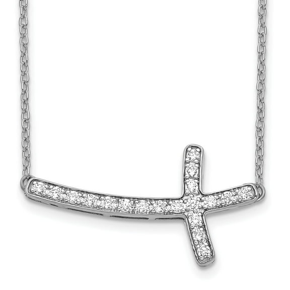 Auriga 14K White Gold Lab Grown Diamond Sideways Cross Necklace for Women (0.25ct, Color- G-H, Clarity- VS1)