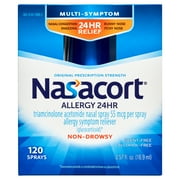 Nasacort 24 Hour Non-Drowsy Allergy Nasal Spray for Congestion Relief, 120 Sprays, 0.57 fl oz