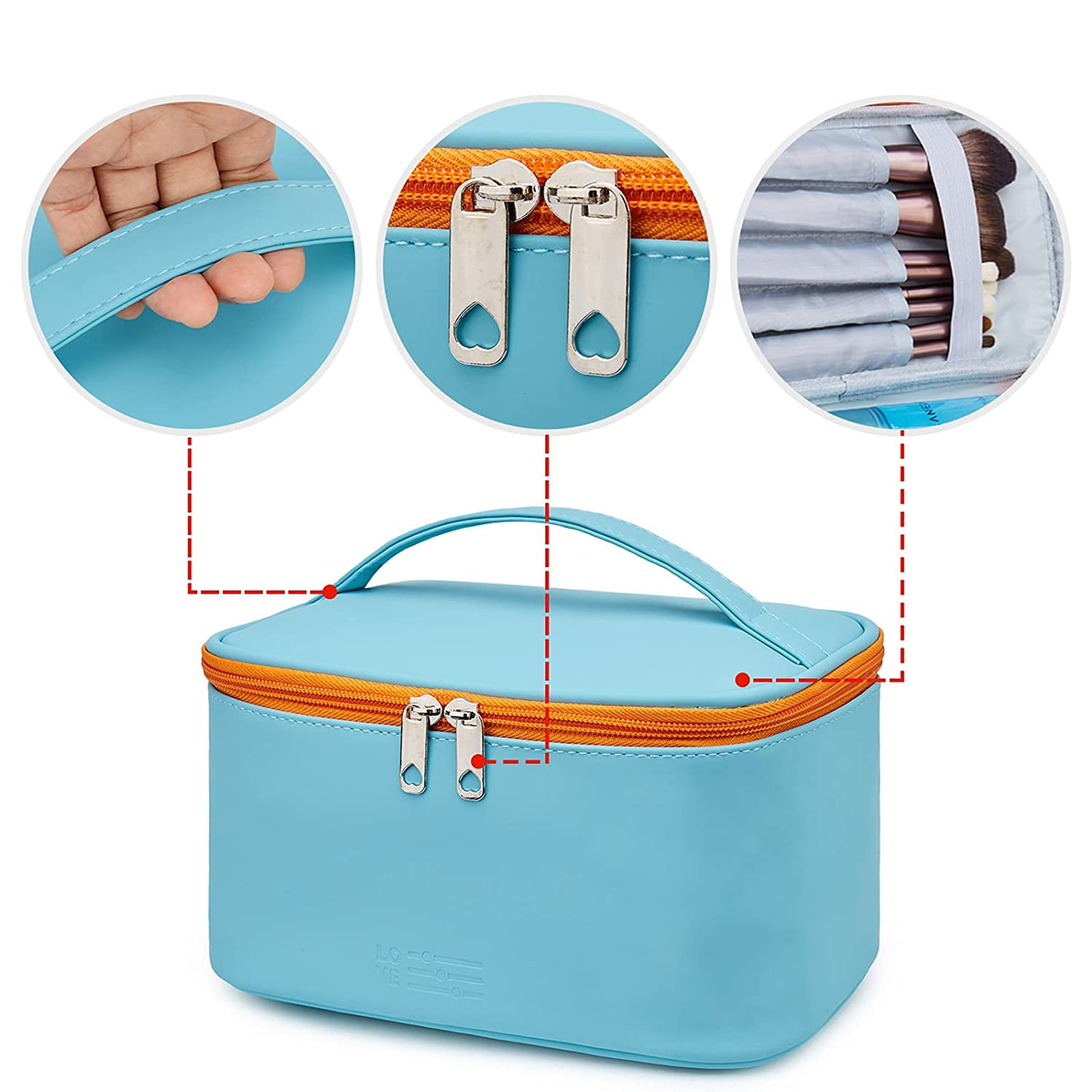 CUBETASTIC Travel Toiletry Bag, Portable Makeup Bag with Hanging Hook  Waterproof Cosmetic Organizer Case 3 Compartment Leather Pouch for  Toiletries