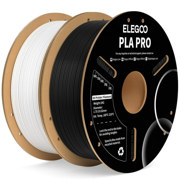 Filamento para impresora 3D ELEGOO PLA PRO, 1,75 mm, blanco y negro, 2 kg
