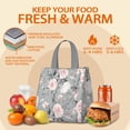 thumbnail image 5 of Pioneer Flower Floral Print Pattern Insulated Lunch Bag for Women & Adults,Large Portable Soft Cooler Lunch Bag,Thermal Food Storage Tote with Pearl Cotton,8.66L,8.75x5.75x9.5 Inch, 5 of 6