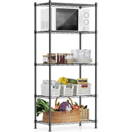 

5 Tier Shelves for Storage Shelving Units and Storage Heavy Duty Metal Storage Shelf Wire Rack Shelving Adjustable Kitchen Shelf Garage Pantry Storage Racks and Shelving(23.2x13.4x59.1in)