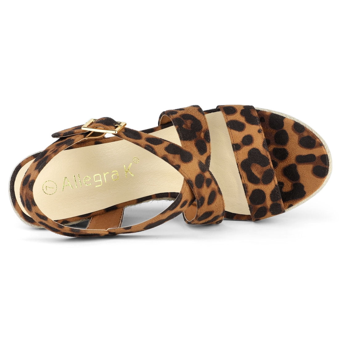 DARING DIVA Women's Stylish Espadrilles Platform Slingback Wedges Sandals Leopard 8.5