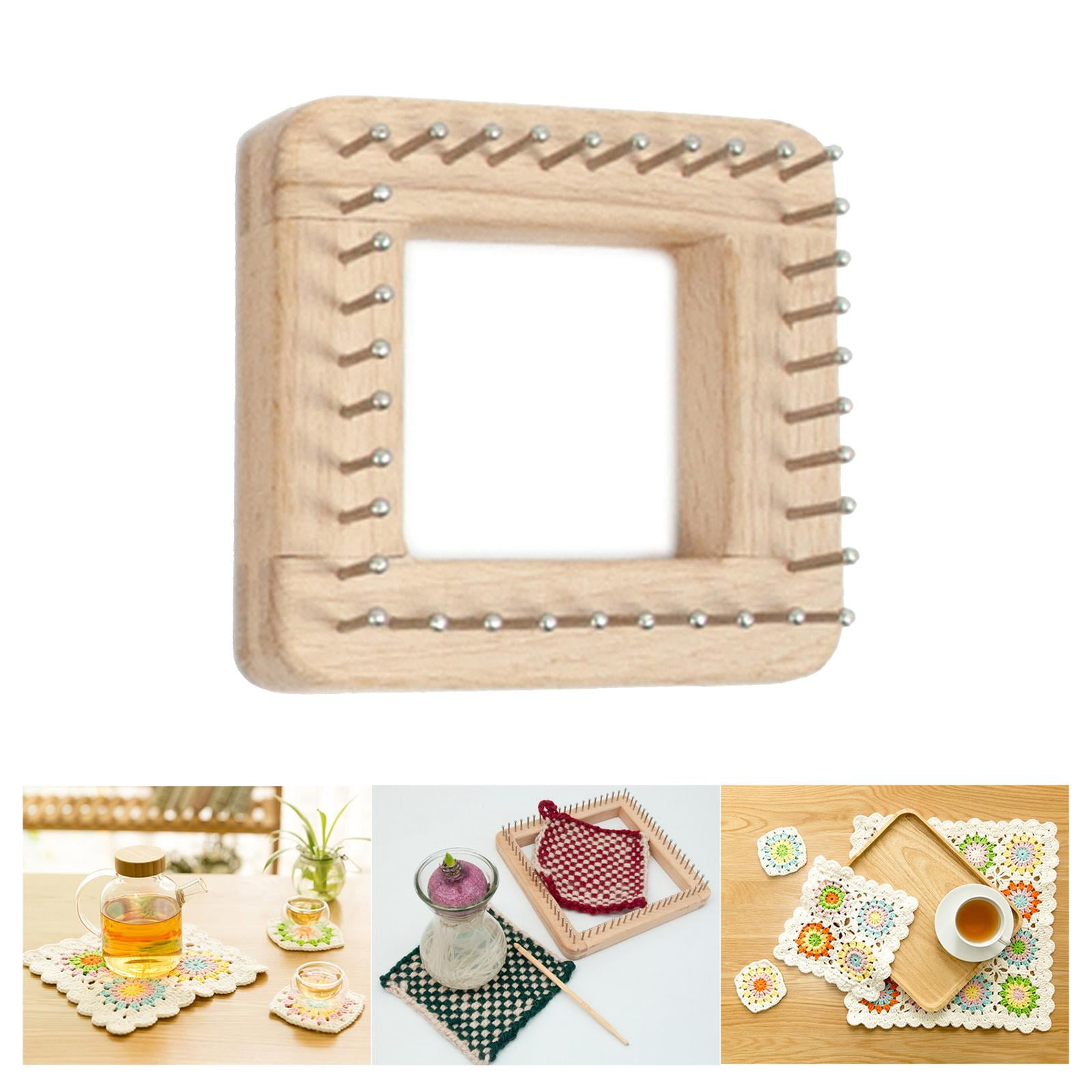 Wholesale CHGCRAFT 1 Set Square Wooden Weaving Loom Wood Spool Knitting Loom  with Hook Safe Knitting Loom Practical for Hat Scarf Sweater Knitting Loom  Accessories 