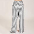 thumbnail image 4 of Lovzfmll Women's Pants, Linen Blend Wide Leg Trousers with Drawstring, Striped Relaxed Fit Palazzo Pants, Fall Clothes 2025, 4 of 8