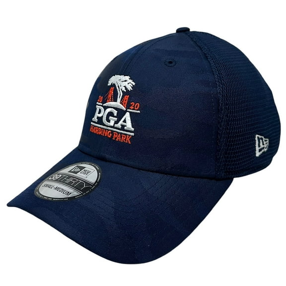 2020 PGA Golf Championship Men's New Era 39THIRTY Flex Fitted Mesh Camo Hat Cap (Small/Medium, Blue Camo)