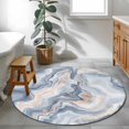 thumbnail image 3 of Marble Texture 4FT Round Area Rugs for Living Room 111 Elegant Blue Gray Tone Water Effect Ultra-Thin Non-Slip Round Rugs Machine Washable Low Pile Circle Carpet for Bedroom Kitchen Nursery, 3 of 9
