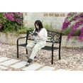 thumbnail image 7 of Steel Outdoor Patio Garden Park Seating Bench with Cast Iron Scrollwork Backrest, Front Porch Yard Bench Lawn Decor, 7 of 7