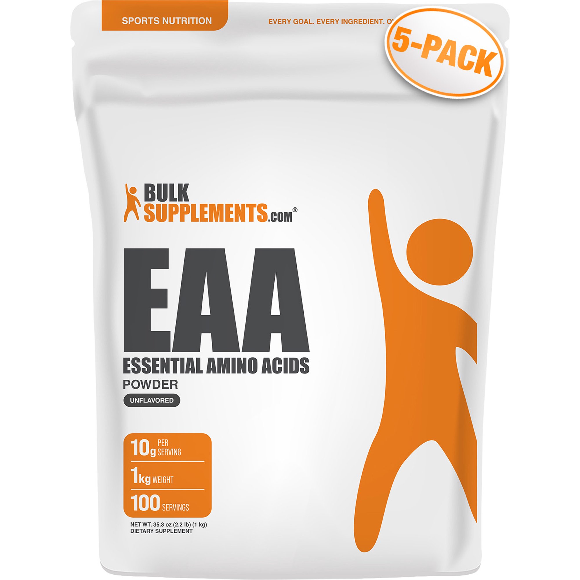 BulkSupplements EAA Powder - Dietary Supplement, Essential Amino Acids Powder, Unflavored, 5kg (11 lbs)