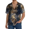 thumbnail image 3 of Disketp Men's Hawaiian Watercolor Snake Skin Print Shirts Button Down Holiday Beach Shirts-Small, 3 of 7