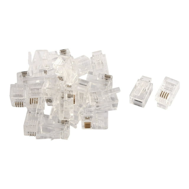 Unique Bargains Household RJ9 4P4C Telephone Cable End Phone Adapter Connector Modular 20pcs