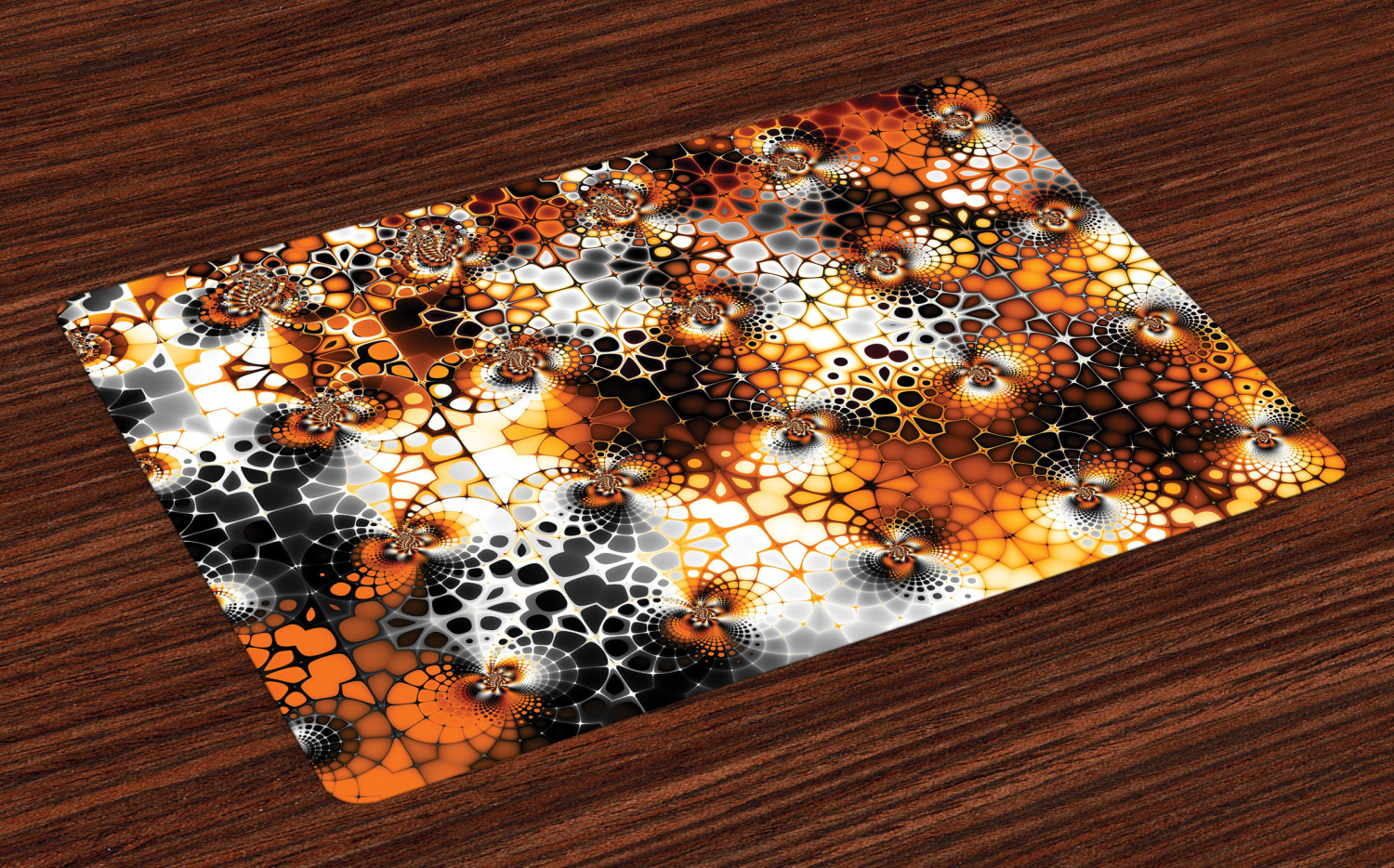 Burnt Orange Placemats Set of 4 Vintage Mosaic Pattern with Burnt