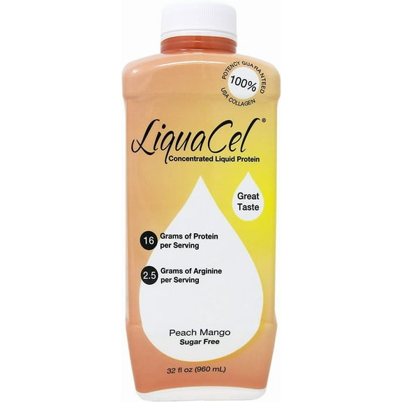 LiquaCel Protein Supplement Peach Mango, Ready to Use, 32 oz. Bottle